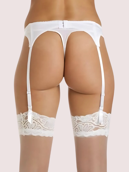 Silky White Lace Garter Belt for Women