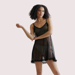 Black Enchanté Transparent Chemise – Plus Size