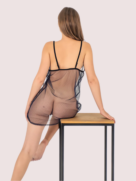 Midnight Allure Sheer Babydoll – Plus Size