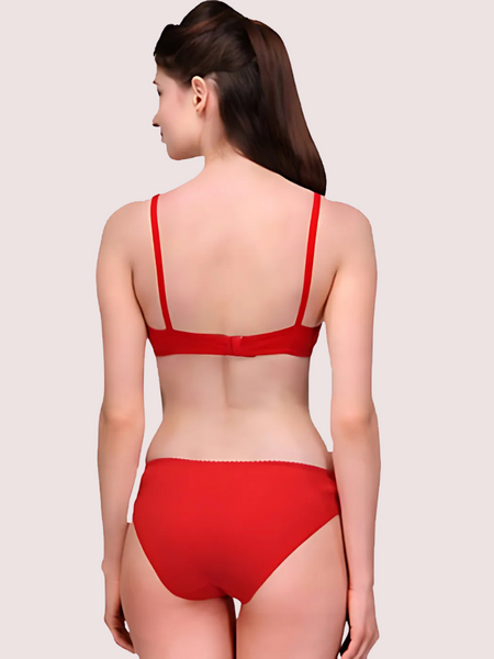 Comfy Red Cotton Everyday Bra Panty Set