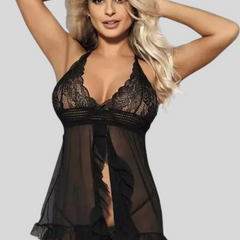 Seductive Lace Babydoll Mini Nightwear Dress