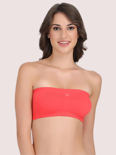 Sexy Coral Red Tube Bandeau Bra Top for Her