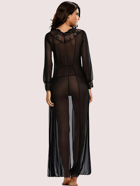 Romantic Sheer Elegance Black Nightgown