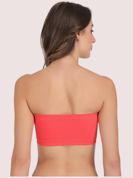 Sexy Coral Red Tube Bandeau Bra Top for Her