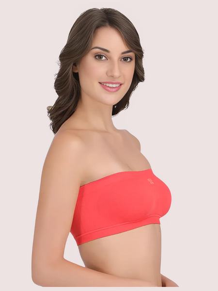 Sexy Coral Red Tube Bandeau Bra Top for Her