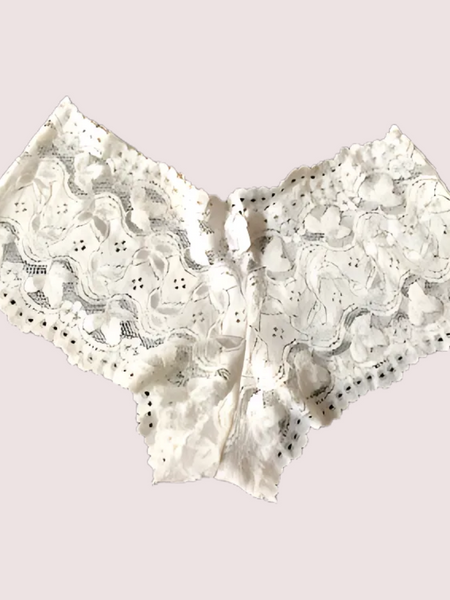 Sexy White Floral Lace Boyleg Panty