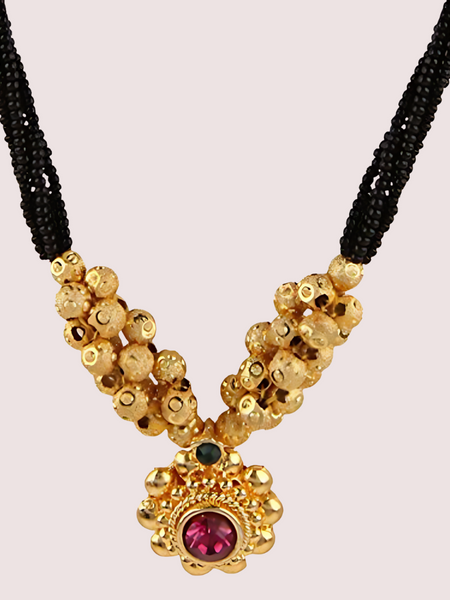 Traditional Gold Plated Thushi Mangalsutra Pendant Necklace
