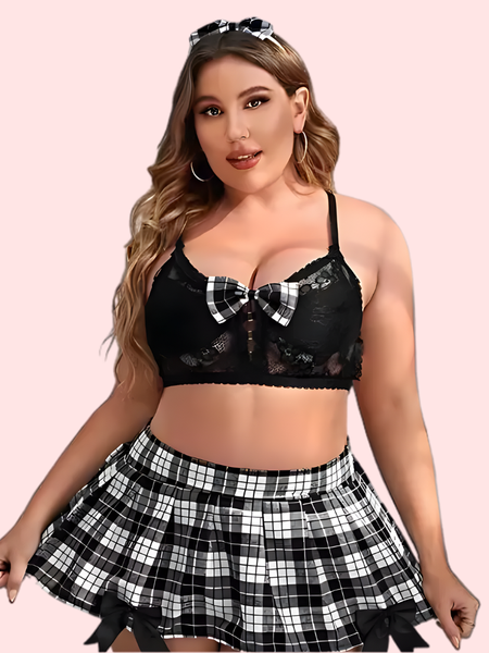French Daina Schoolgirl Roleplay Costumes with Luxury Panty Gift