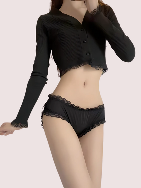 Ladies' Flower laceThong Bow Panties