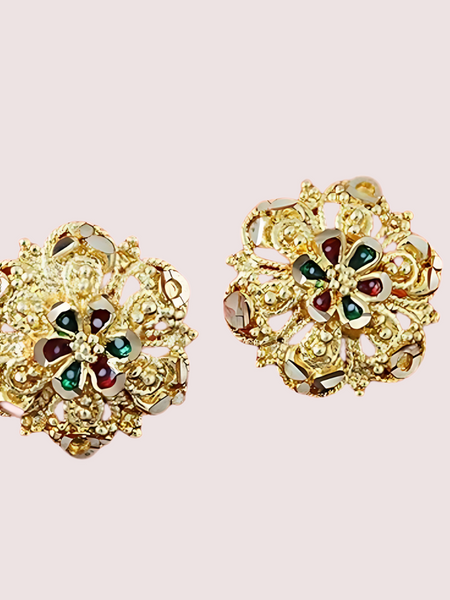 Traditional Gold Finish Earrings Set – Pack of 4 for Women