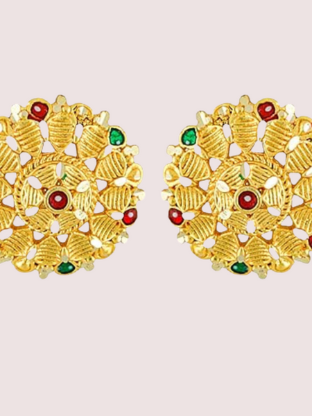 Pack of 2 Gold Finish Traditional Earrings Set for Women
