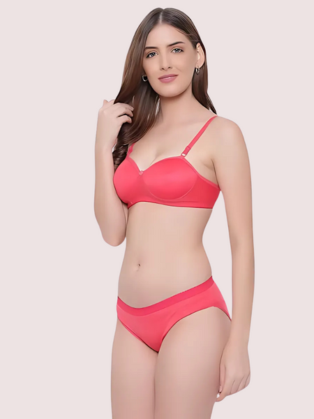 Non-Wired Cotton Push-Up Bra Panty for Women (2 pack)