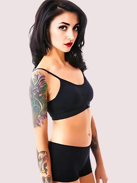 Sporty Spaghetti Strap Sports Bra Matching Boyshort