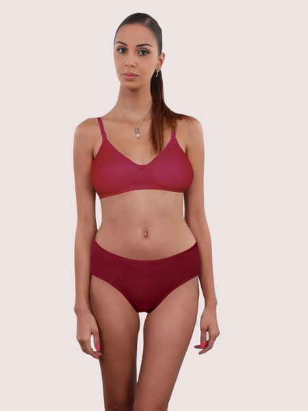Organic Cotton Brown Bra Panty Set For Humid Weather