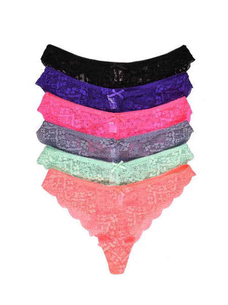 2 Pack Sexy Cheeky Back Lace Thong Panties