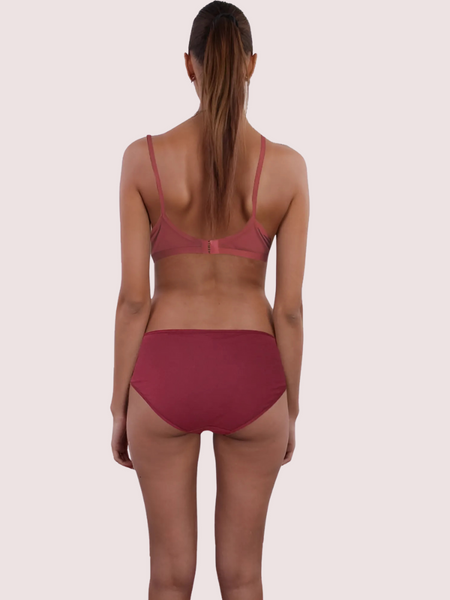 Organic Cotton Brown Bra Panty Set For Humid Weather