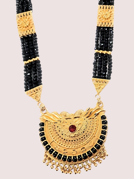 Uttarakhandi Black Beaded Mangalsutra with Stones