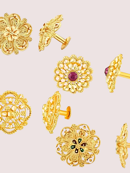 Traditional Gold Finish Earrings Set – Pack of 4 for Women