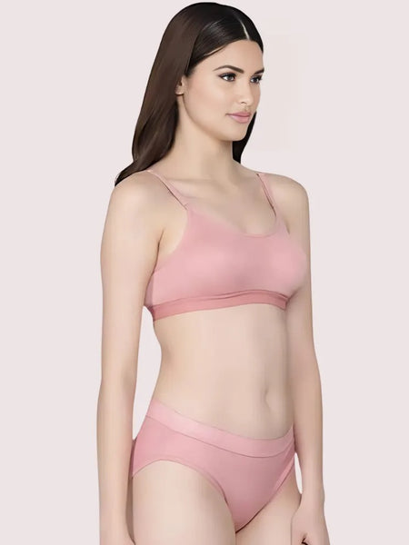 Wire-Free Women's Cotton Sports Bra Panty Set (2 pack)