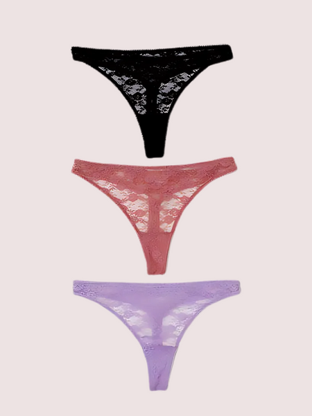 Pack Of 3 Ladies Sexy Sheer Tanga Thongs