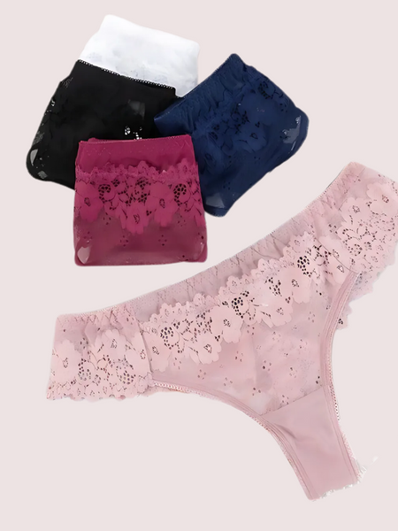 Pack (of 3) Women Floral Lace Thong Underwear