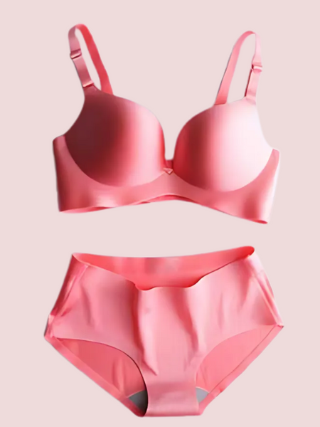 Seductive Pink Seamless Padded Pushup Bra Panty Set