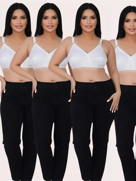 PureBreeze 4-Pack – White Cotton Bras for Summers