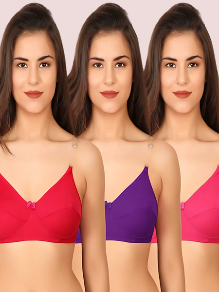 3 Pairs Clear Transparent Back Regular Bras