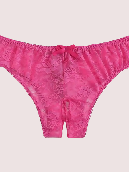 2 Pack Sexy Floral Lace Crotchless panty