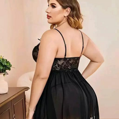 French Daina Lace and Mesh Babydoll Nightwear