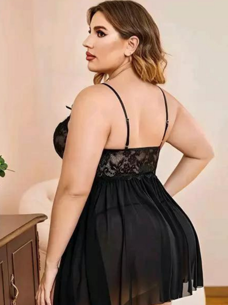 French Daina Lace and Mesh Babydoll Nightwear