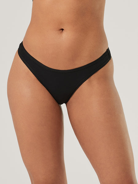 3 Pack organic cotton black thong panties