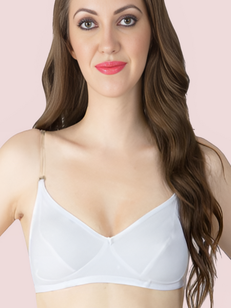 Classic White Transparent Strap Bra