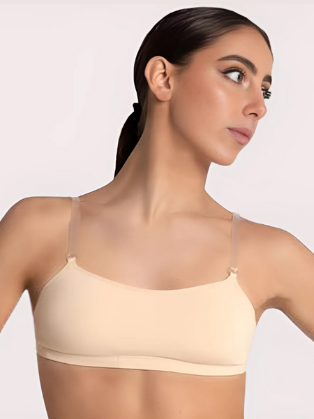 Sexy Tube Bandeau Bra with Transparent Straps in Nude