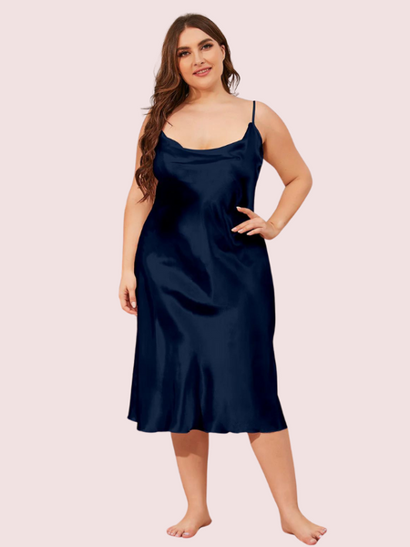 Glamour Satin Cowl Dress – Plus Size