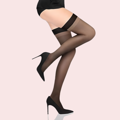 Hush & Hymn Dual-Shade Thigh-High Sheer Stockings – Pack of 2 (Grey & Black) Snazzyway