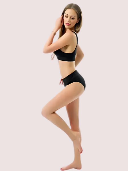 Sexy Black Tank Top Bikini Bottom Set