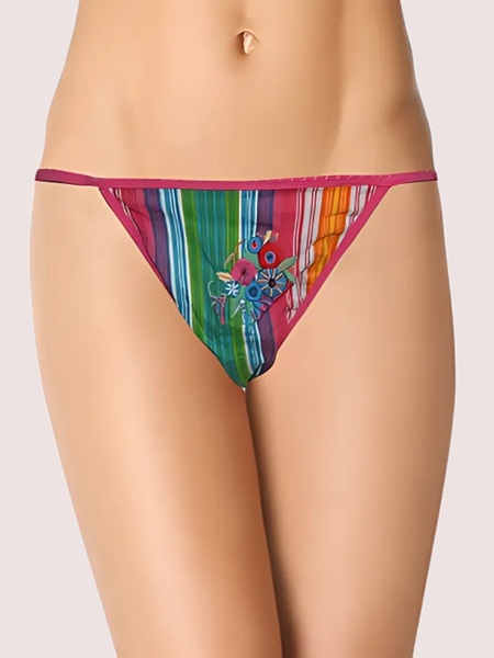 Cool Stripes N Flower Print G-String Thong