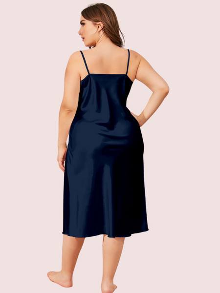 Glamour Satin Cowl Dress – Plus Size