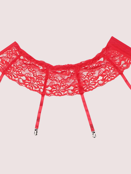 Elegant French Daina Red Lace Garter Belt