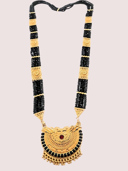 Uttarakhandi Black Beaded Mangalsutra with Stones