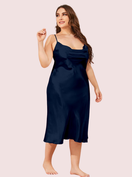 Glamour Satin Cowl Dress – Plus Size