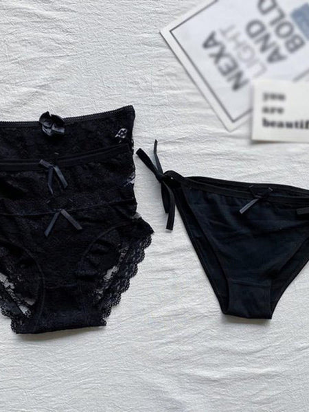4 Pieces Black Sexy Lace Nylon Panties