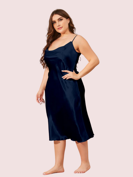 Glamour Satin Cowl Dress – Plus Size