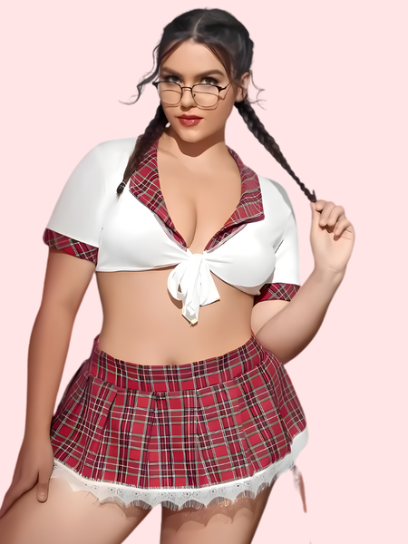 French Daina Schoolgirl Sweetheart Roleplay Costume with Luxury Panty Gift