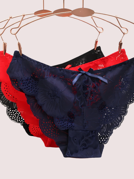 Low Waist Hollow Bow Panties Pack (of 3)