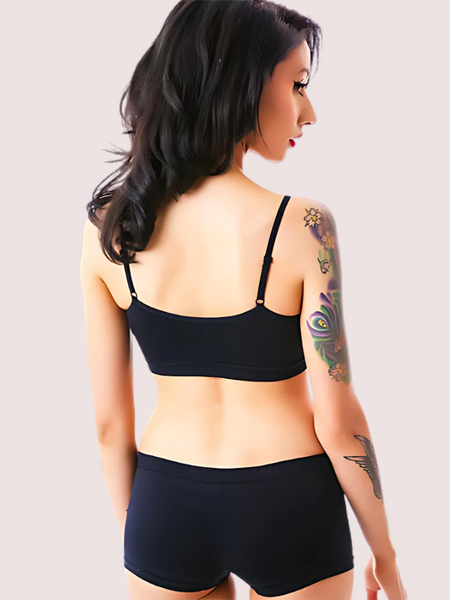 Sporty Spaghetti Strap Sports Bra Matching Boyshort