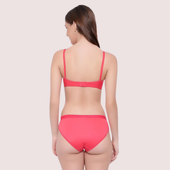 Non-Wired Cotton Push-Up Bra Panty for Women (2 pack)