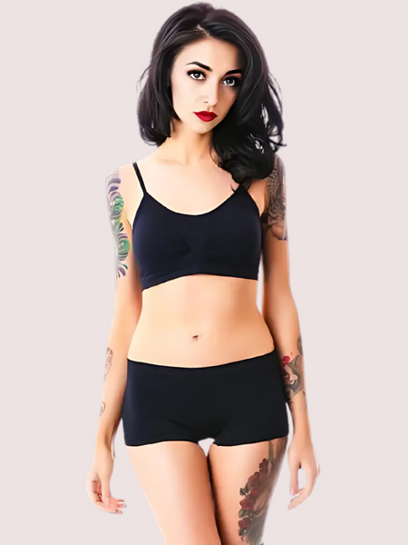 Sporty Spaghetti Strap Sports Bra Matching Boyshort