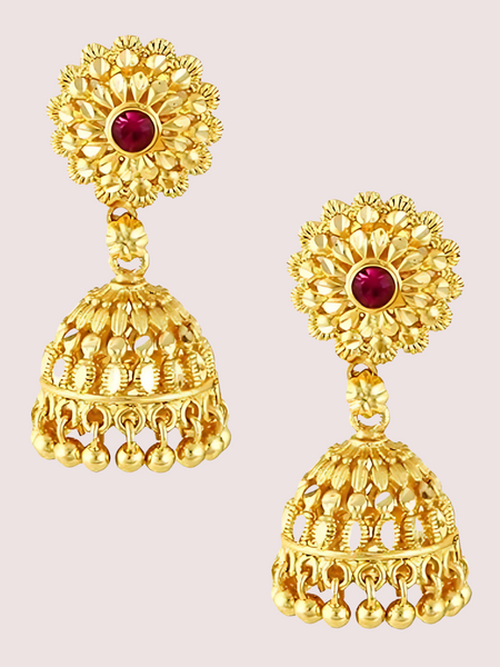 Traditional yet Stylish Ruby Jhumkas Earrings